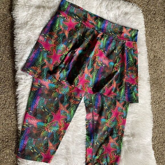 Donajo Modest Skirted Crop Leggings Turtles Starfish Women’s Size 3 Multicolor - Picture 2 of 9